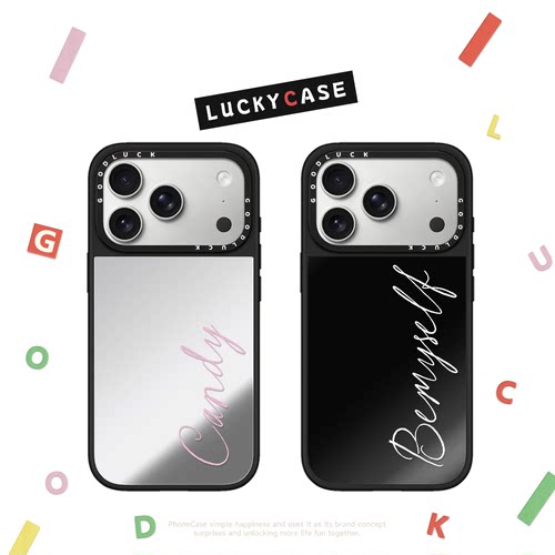 C家联名定制简约英文字母签名适用iphone17手机壳16promax苹果18pro镜面MagSafe磁吸15plus情侣14明星同款13