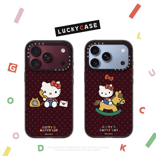 C家勃艮第红波点KT小木马适用iphone17手机壳16promax苹果18pro透明MagSafe磁吸15plus保护套14卡通12可爱13