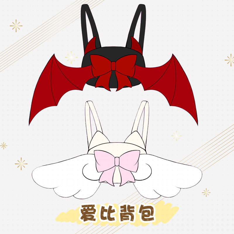 日系二次元翅膀小猫蝴蝶结双肩包
