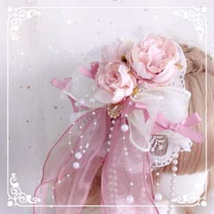 汉服发饰汉洋折衷头饰lolita洛丽塔少女发饰小礼帽古风流苏花朵