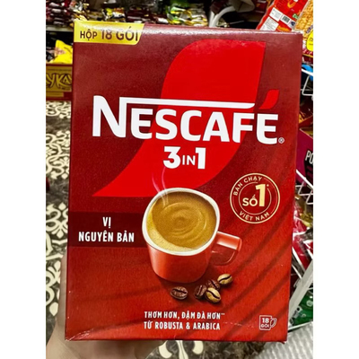 买2盒包邮/越南雀巢三合一速溶咖啡加浓特浓即溶红盒装288克18袋