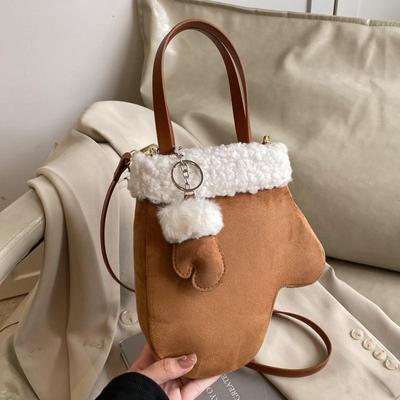 秋冬新款时尚羊羔毛毛绒手套包