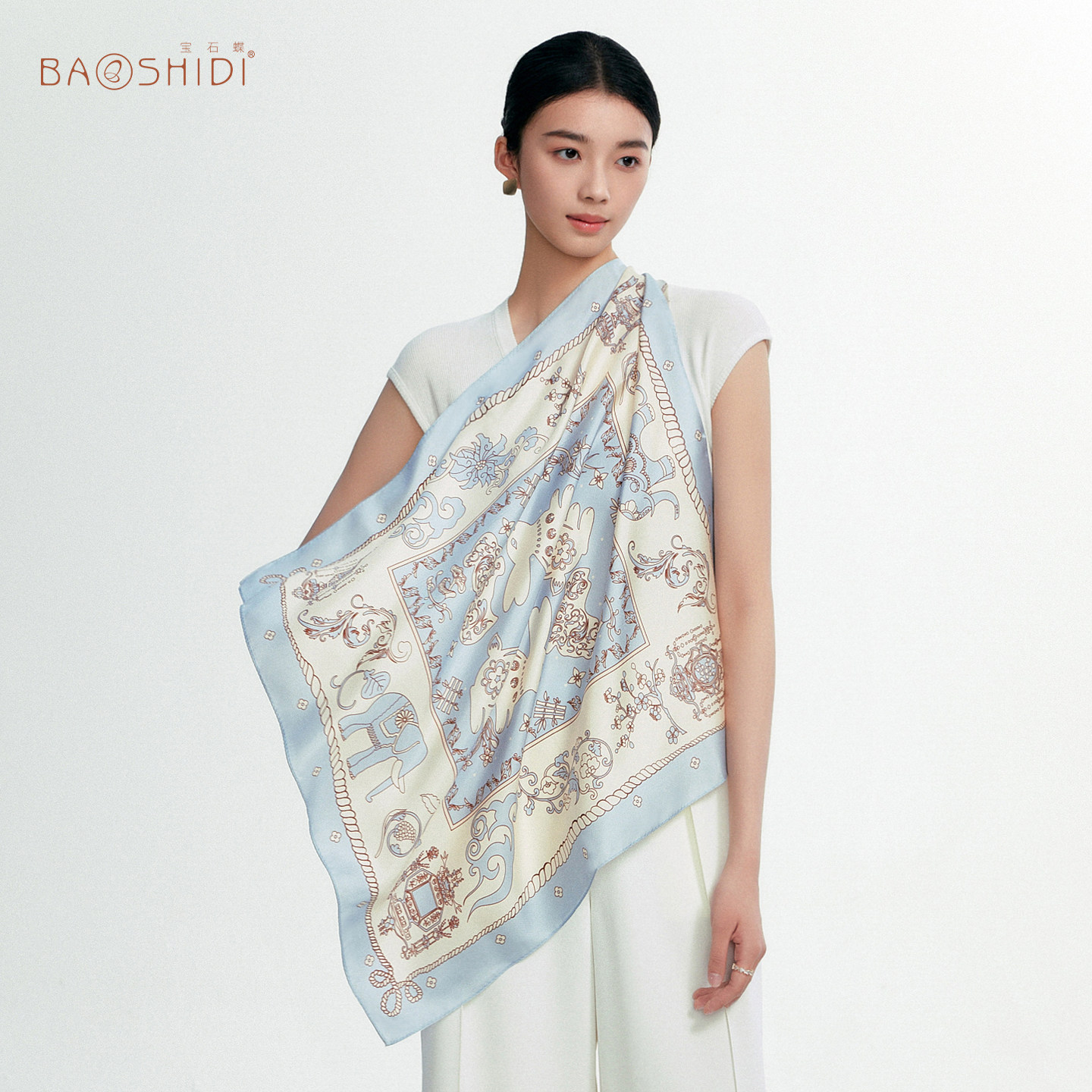 100%桑蚕丝丝巾方巾送女朋友款