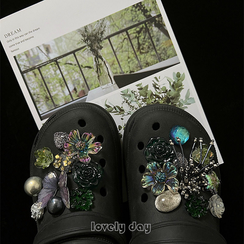 野兽狂想派春日秀场原创设计洞洞鞋花鞋扣装饰扣配件高配定制版黑