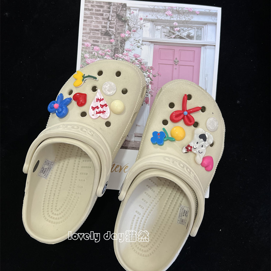 原创设计鞋花适配Crocs洞洞鞋配饰童真趣味春夏鞋扣云朵小鲸鱼狗图片
