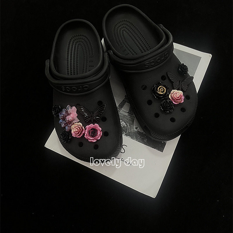 猫然原创crocs配饰立体鞋花洞洞鞋配件diy高级古风蝴蝶时尚鞋面扣