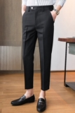 28082021春夏九分裤男士薄款休闲免烫西裤-色织料-灰色，男装休闲裤，电商A211