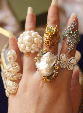 天然欧泊龙蛇925银镀金戒指