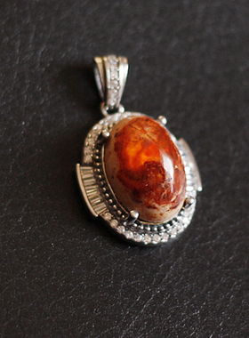 欧洲复古珠宝|欧美回流进口天然欧泊925银镀金艺术设计吊坠收藏