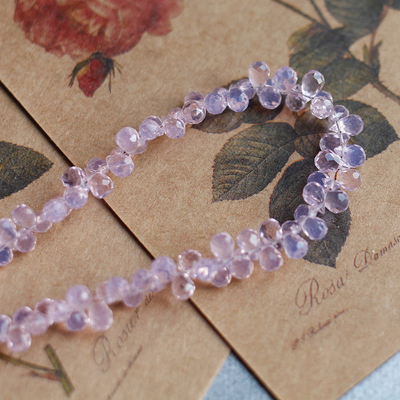 印度进口天然刻面水滴紫玉晶DIY日系手工耳环项链半成品串珠散珠