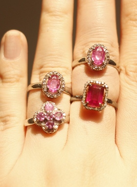 英国进口红宝石蓝宝石钻石戒指