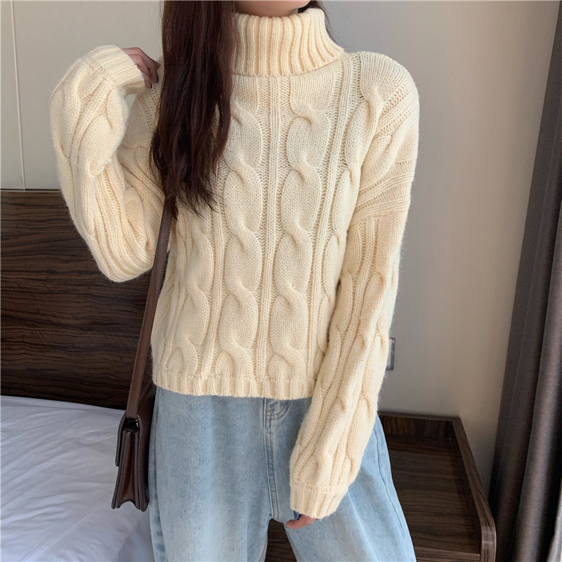 Korean version of new high collar ins lazy casual sweater women's versatile loose thin sweater