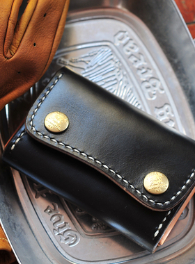 美国霍尔文牛皮horween 茶芯皮油蜡皮手工复古轻便简约零钱包卡包