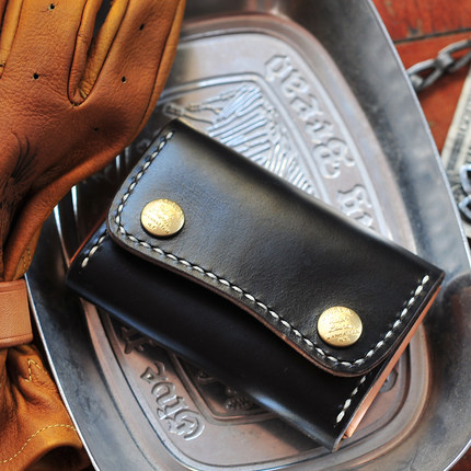 美国霍尔文牛皮horween 茶芯皮油蜡皮手工复古轻便简约零钱包卡包