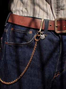 美式复古阿美咔叽机车 硬币改造 全黄铜手工财布链裤链钱包挂链