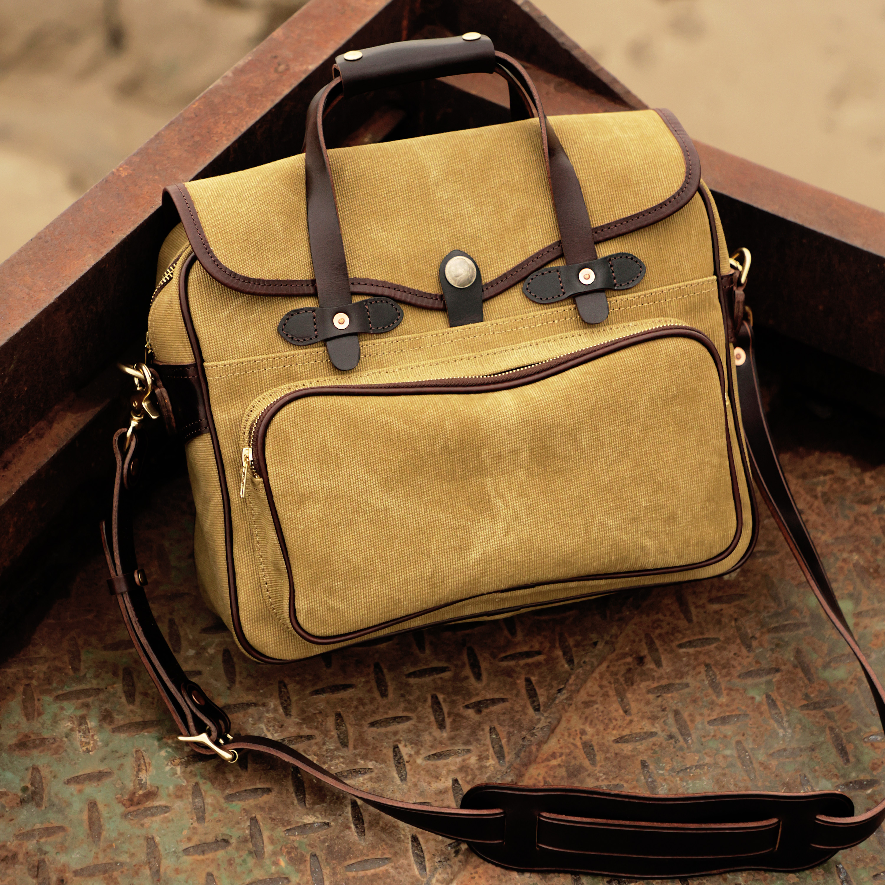 美式复古重磅帆布通勤复古公文包