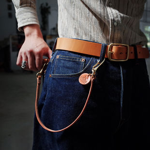复古 链 意大利植鞣革纯铜 财布裤 腰链 牛皮钱包挂绳 vintage美式