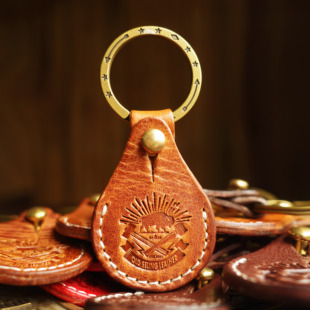 头层牛皮手工水滴形门禁卡套IC卡收纳皮套门锁感应考勤钥匙扣挂件