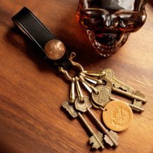 美国HORWEEN霍尔文皮 纯铜美式复古手工马蹄扣机车钥匙挂件钥匙扣