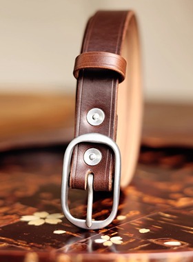 美国霍尔文茶芯油蜡头层牛皮 经典休闲百搭窄款男女通用腰带皮带