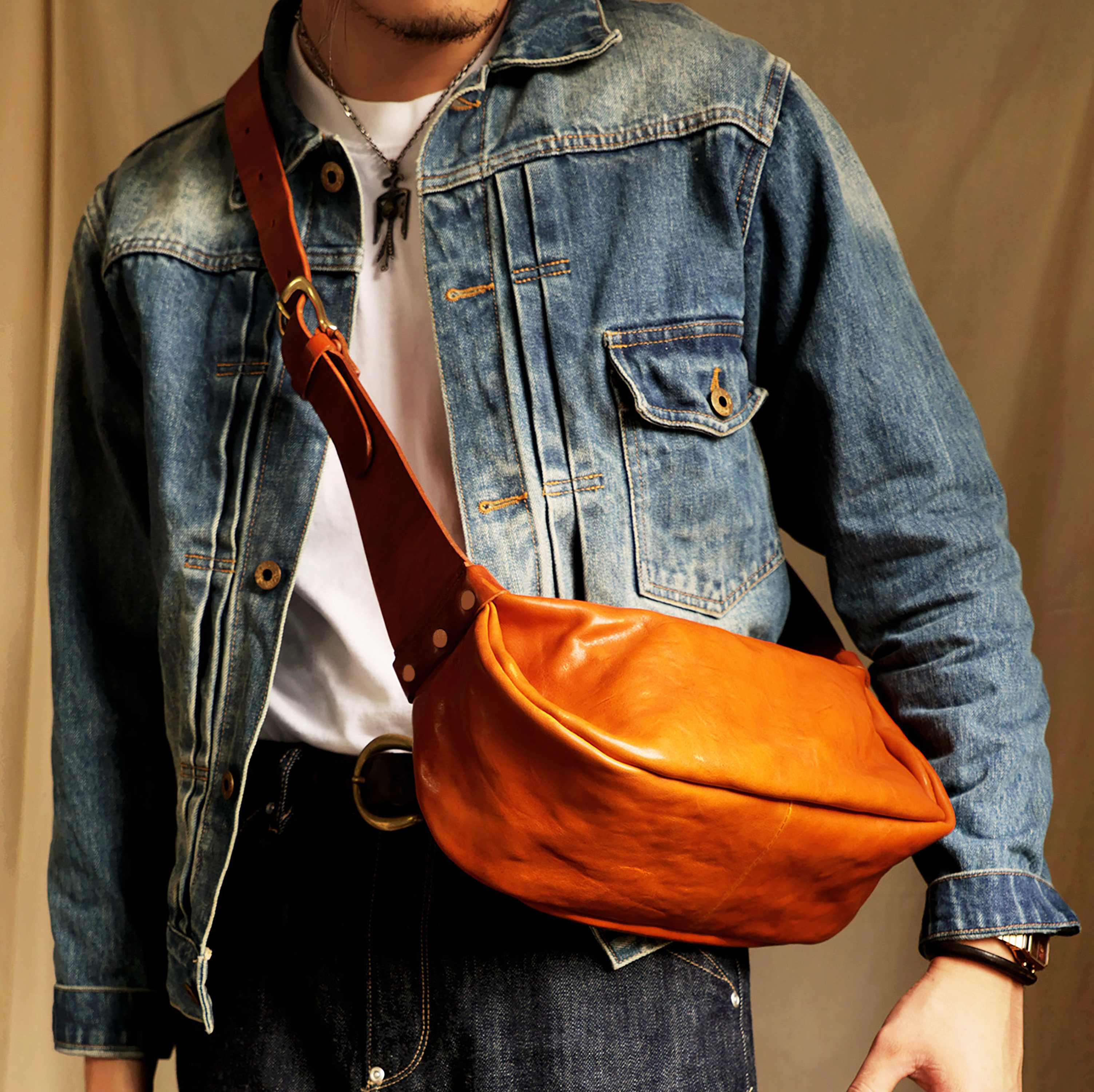 旧野贩革意大利头层牛皮美式复古阿美咔叽男骑行通勤斜挎包胸包,箱包皮具/热销女包/男包,男士包袋,淘宝优惠券,粉丝福利购,淘宝优惠卷