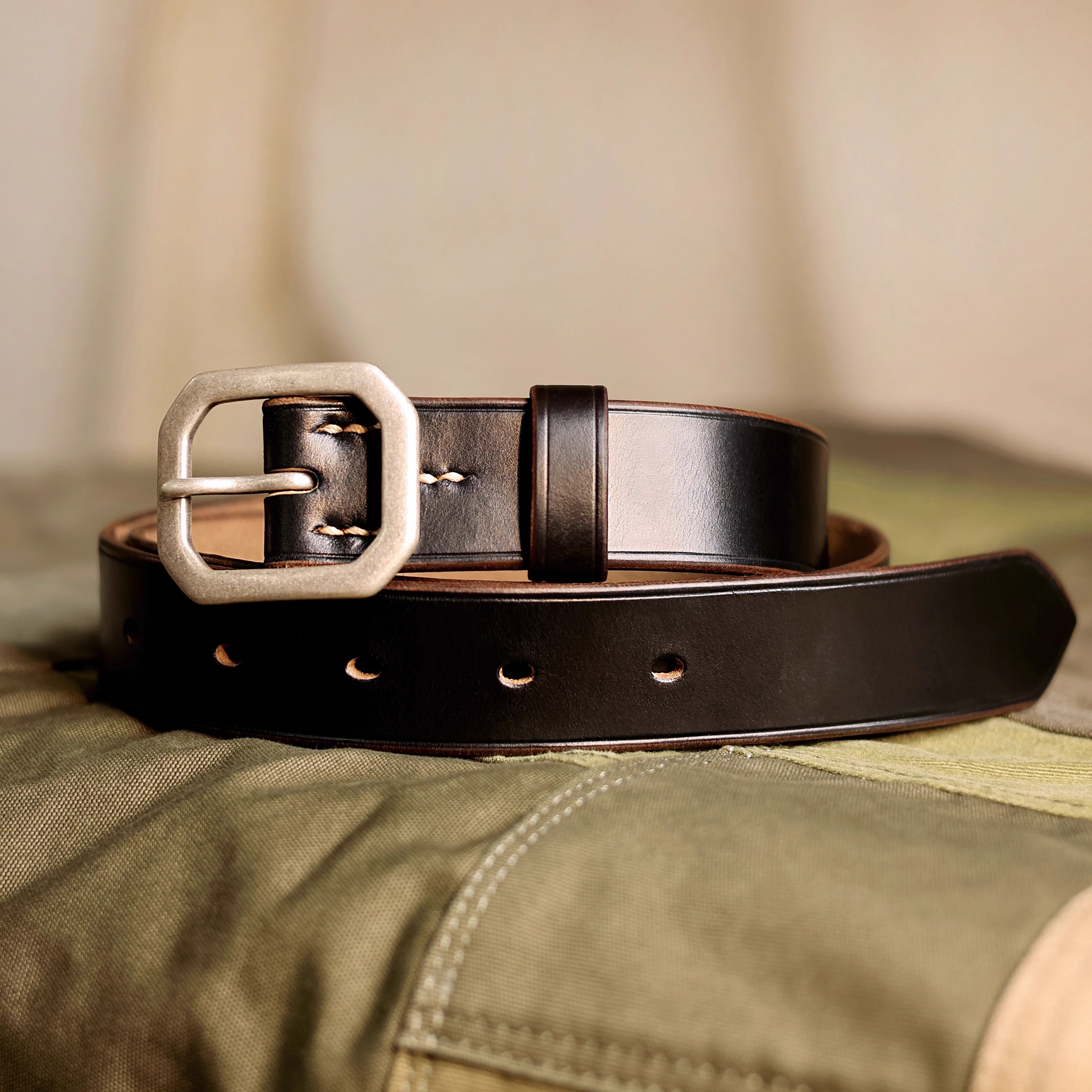 霍尔文皮八角扣男士复古皮带腰带