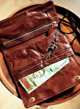 新款多功能意大利头层柔软牛皮长款大容量钱包男女手拿皮夹其钱包