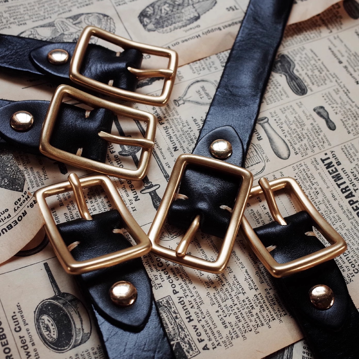 头层牛皮女士铜扣复古手工皮带