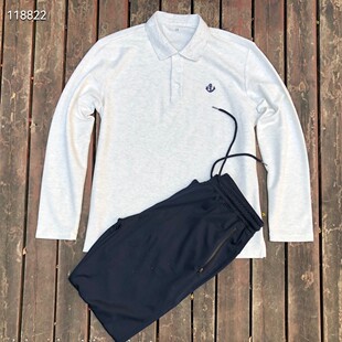 长航长袖翻领衫裤子抗菌衫船员刺绣T恤速干家居睡衣运动服体能服
