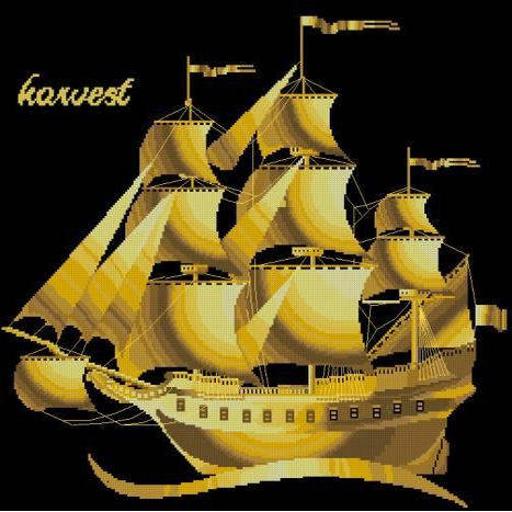 超清晰彩色十字绣重绘图纸/源文件 满载而归245-221