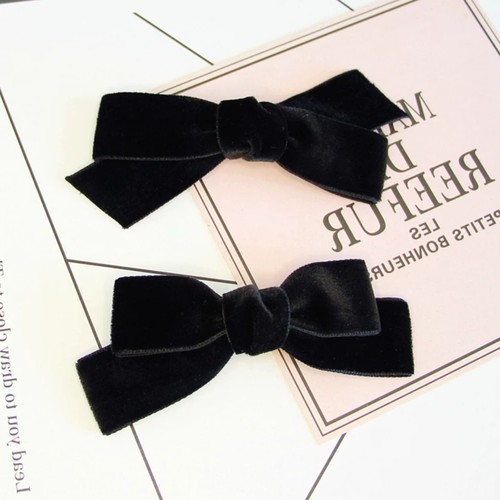 黑色蝴蝶结发夹女后脑勺发卡2026高级感丝绒弹簧夹发饰公主头饰