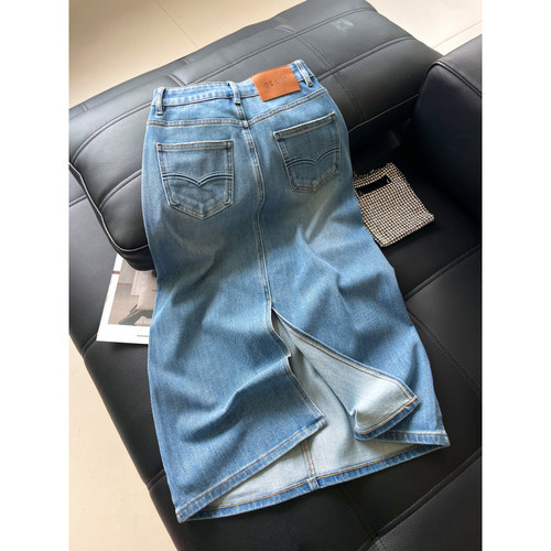 遮胯显瘦高腰A字牛仔半身中长裙