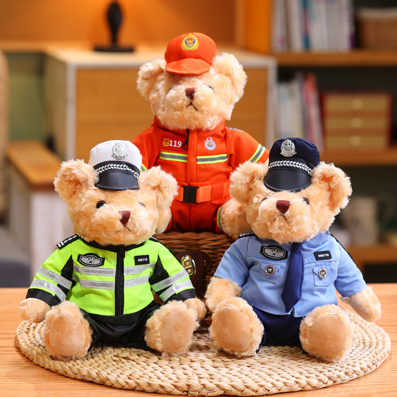 警察熊公仔网红交警熊毛绒玩具