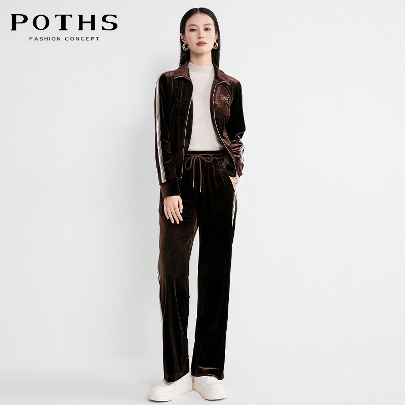 铂玺/POTHS金丝绒外套裤子女休闲