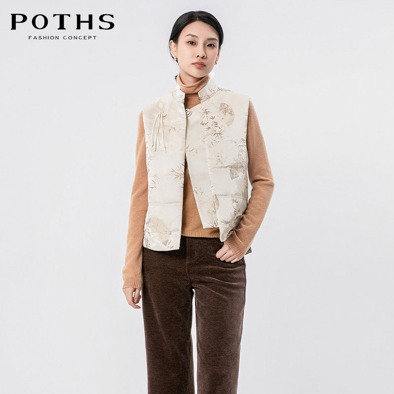 POTHS/铂玺新中式提花马甲外套女
