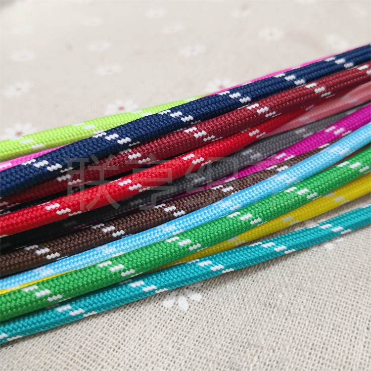 5MM粗彩色跳白点涤纶包芯圆绳耐磨捆绑绳DIY手工编织绳服装腰帽绳