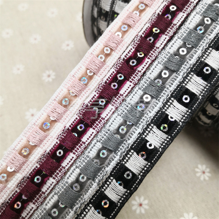 1.3CM宽小香风领边镶边厚实丝绒亮片织带手工DIY服装辅料精致花边,服饰配件/皮带/帽子/围巾,DIY编织材料包,淘宝优惠券,粉丝福利购,淘宝优惠卷