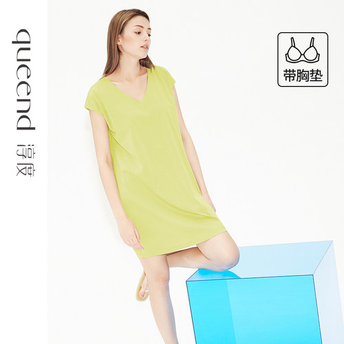 淳度自带胸垫防凸点睡裙女夏纯棉