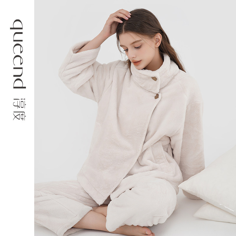 淳度珊瑚绒睡衣女款冬季加厚加绒高领保暖法兰绒家居服女毛绒套装,女士内衣/男士内衣/家居服,睡衣/家居服套装,淘宝优惠券,粉丝福利购,淘宝优惠卷