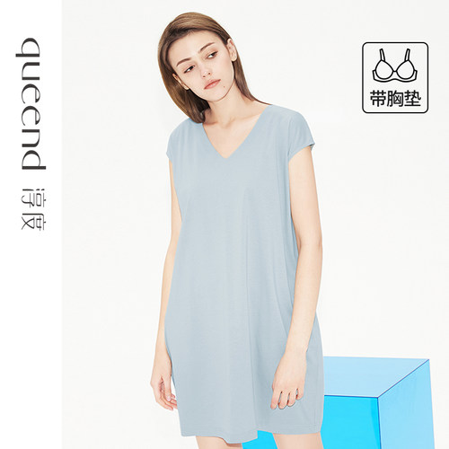 淳度自带胸垫睡裙女夏纯棉短袖