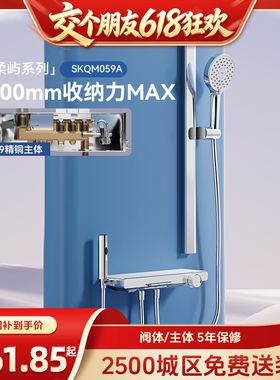 【交个朋友618先加购】浪鲸淋浴花洒套装家用淋浴器钢琴键银白色