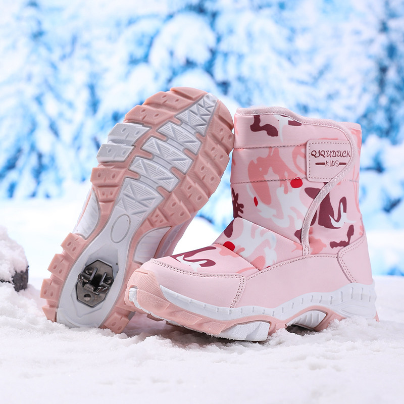 女童冰爪雪地靴男童加绒