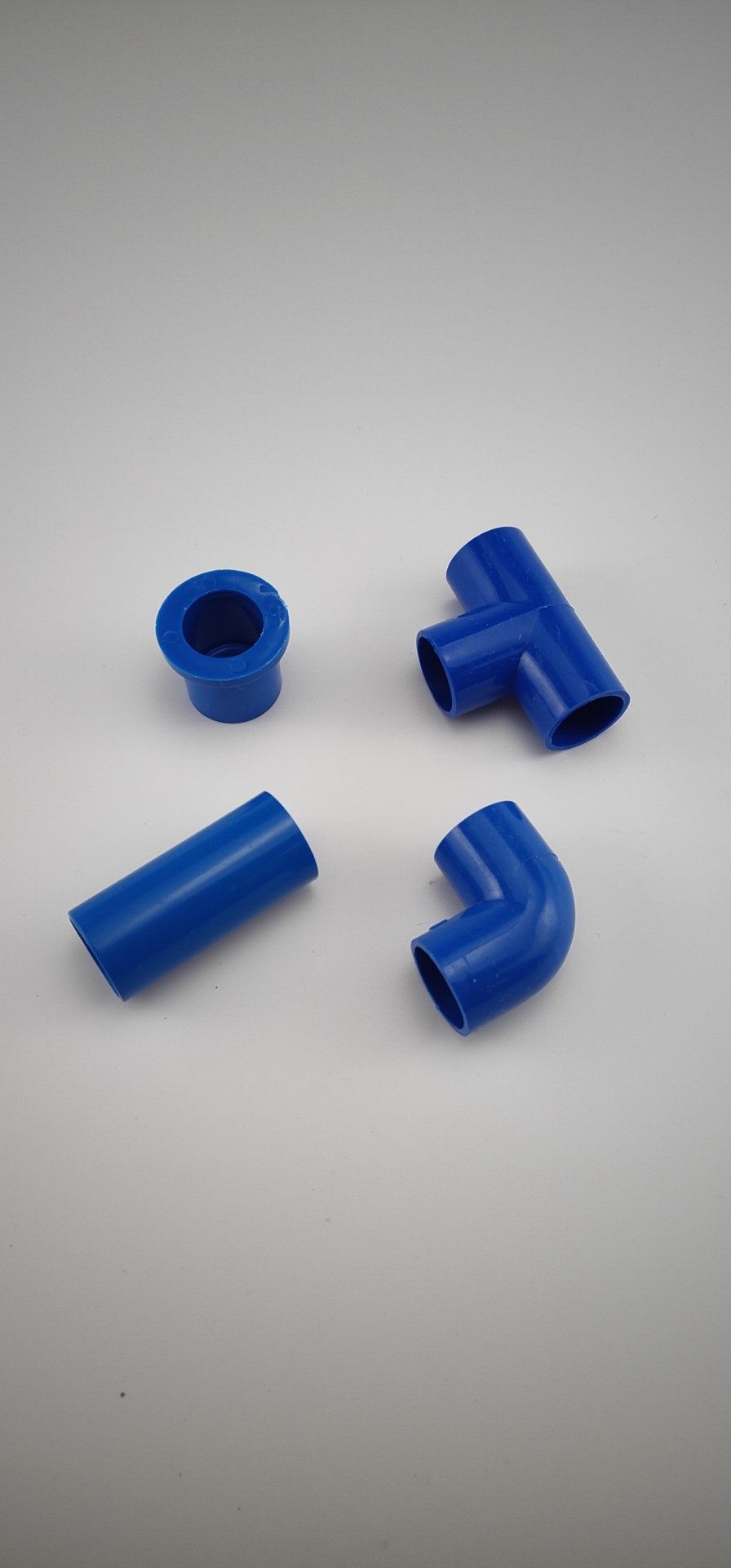 pvc16三通补心堵帽弯头直接海鲜池鱼缸水管兰管蓝色管道配件