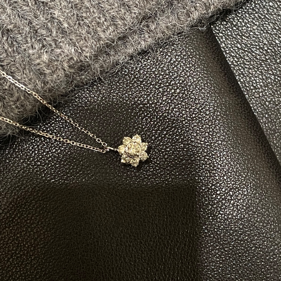 18K金雪花项链铂金雪花套链福颈饰
