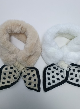 交叉毛领围脖人造毛环保皮草脖套波点燕尾蝴蝶结满20元包邮