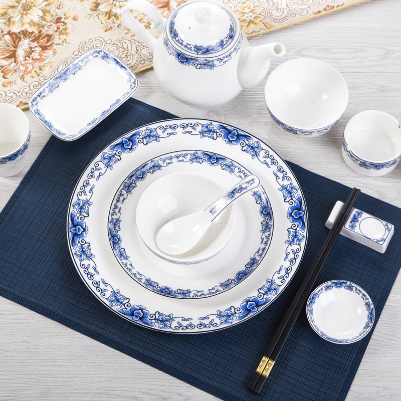 陶瓷摆台餐具青花酒店摆台四件套