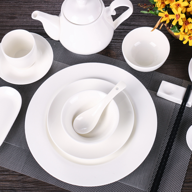 白色陶瓷餐具摆台四件套酒店摆台