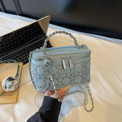 ZATZ拎牛仔盒子亮钻小方包