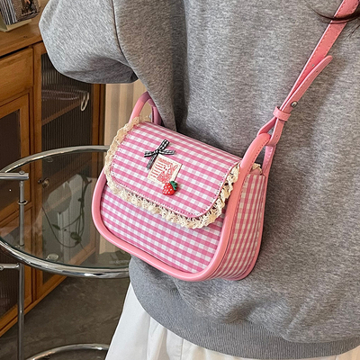 ZATZ时尚帆布格纹小方包