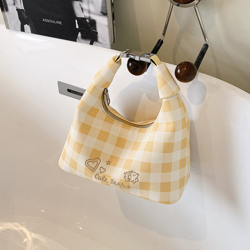 ZATZ百搭ins格纹手拎饺子包